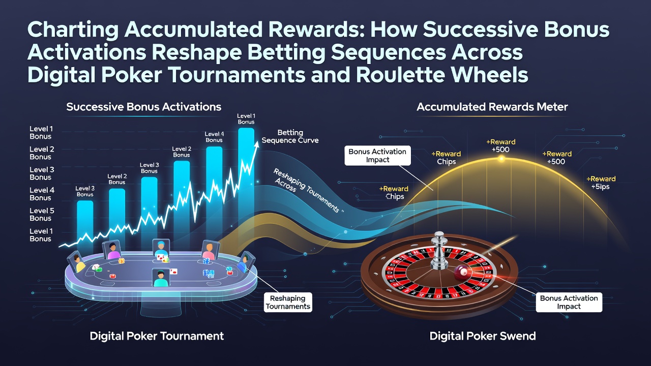 Diagramm zeigt die Auswirkungen aufeinanderfolgender Bonusaktivierungen auf Wettsequenzen in Poker und Roulette