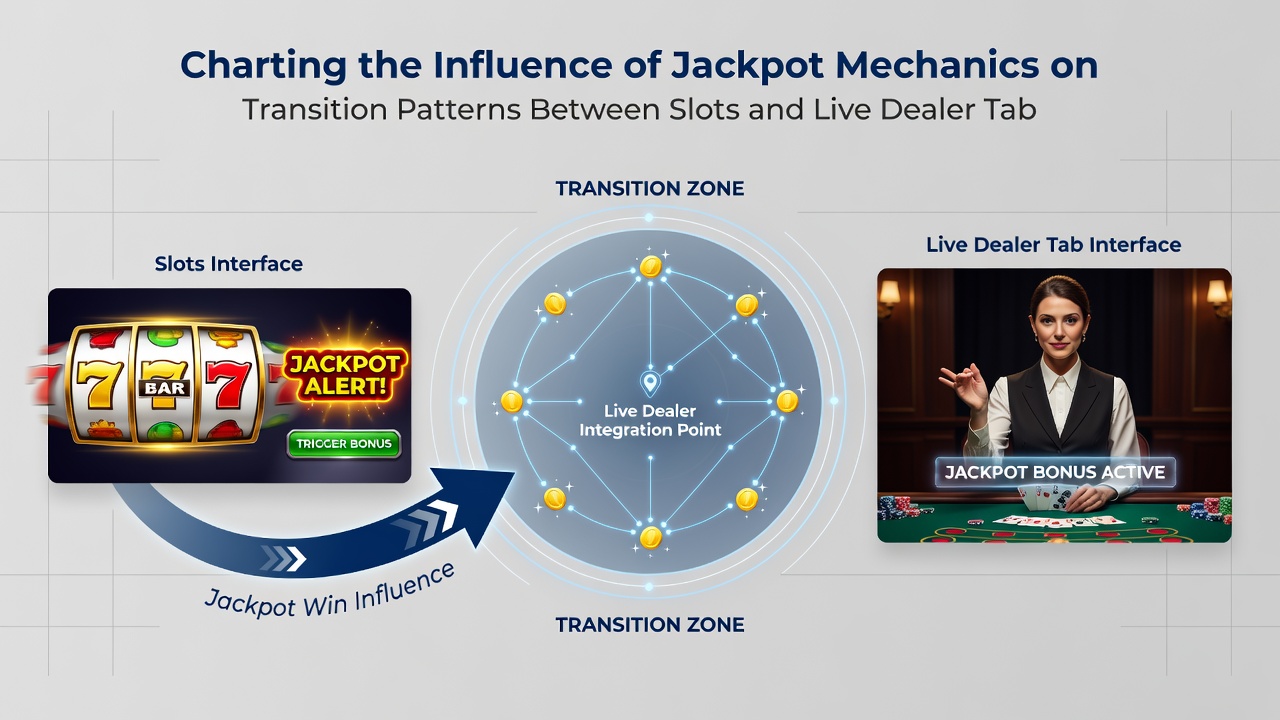 Heatmap visualisiert Spielerübergänge zwischen Slot-Sessions und Live-Dealer-Tischen unter Einfluss verschiedener Jackpot-Typen