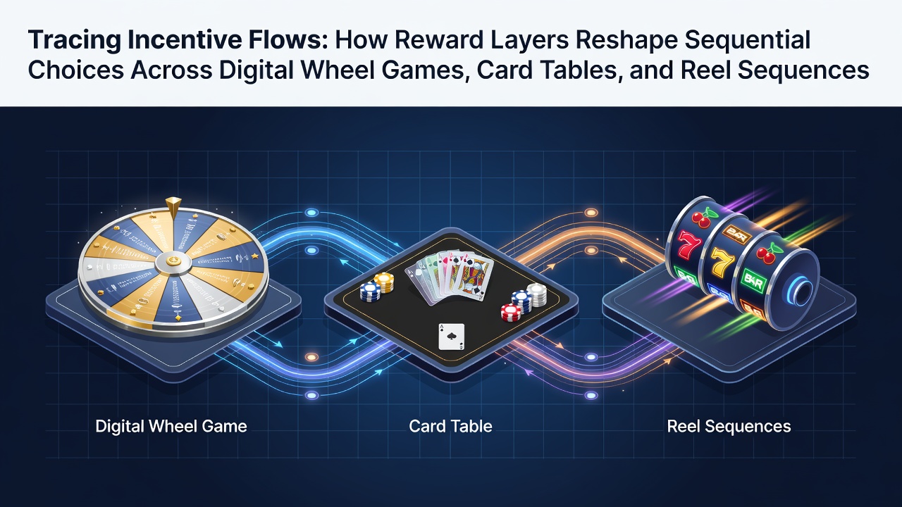 Darstellung von Anreizschichten in digitalen Casino-Spielen mit Rad-, Karten- und Walzenelementen